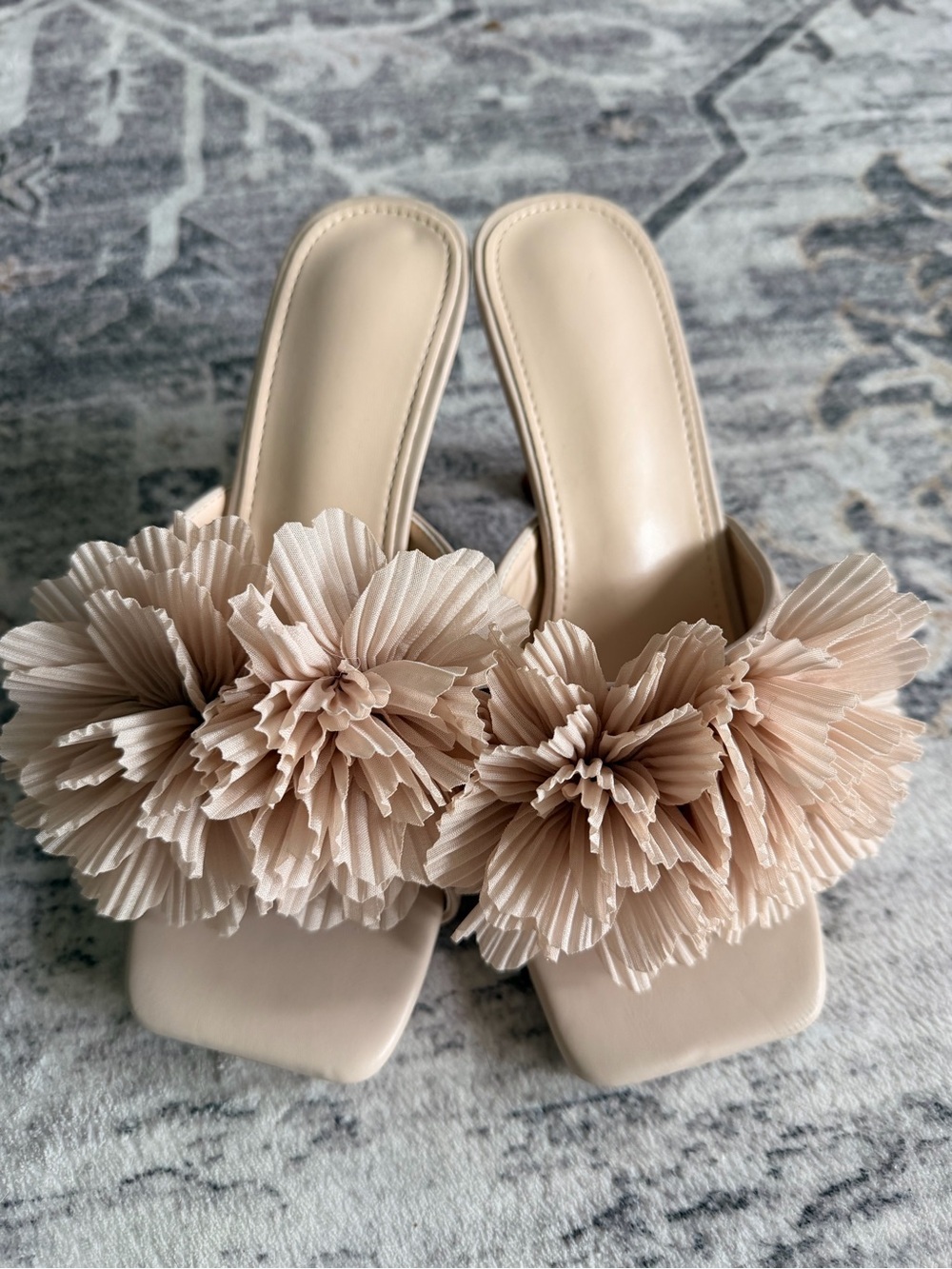 Women’s Floral Slide Heels in Apricot 3 Inch Kitten